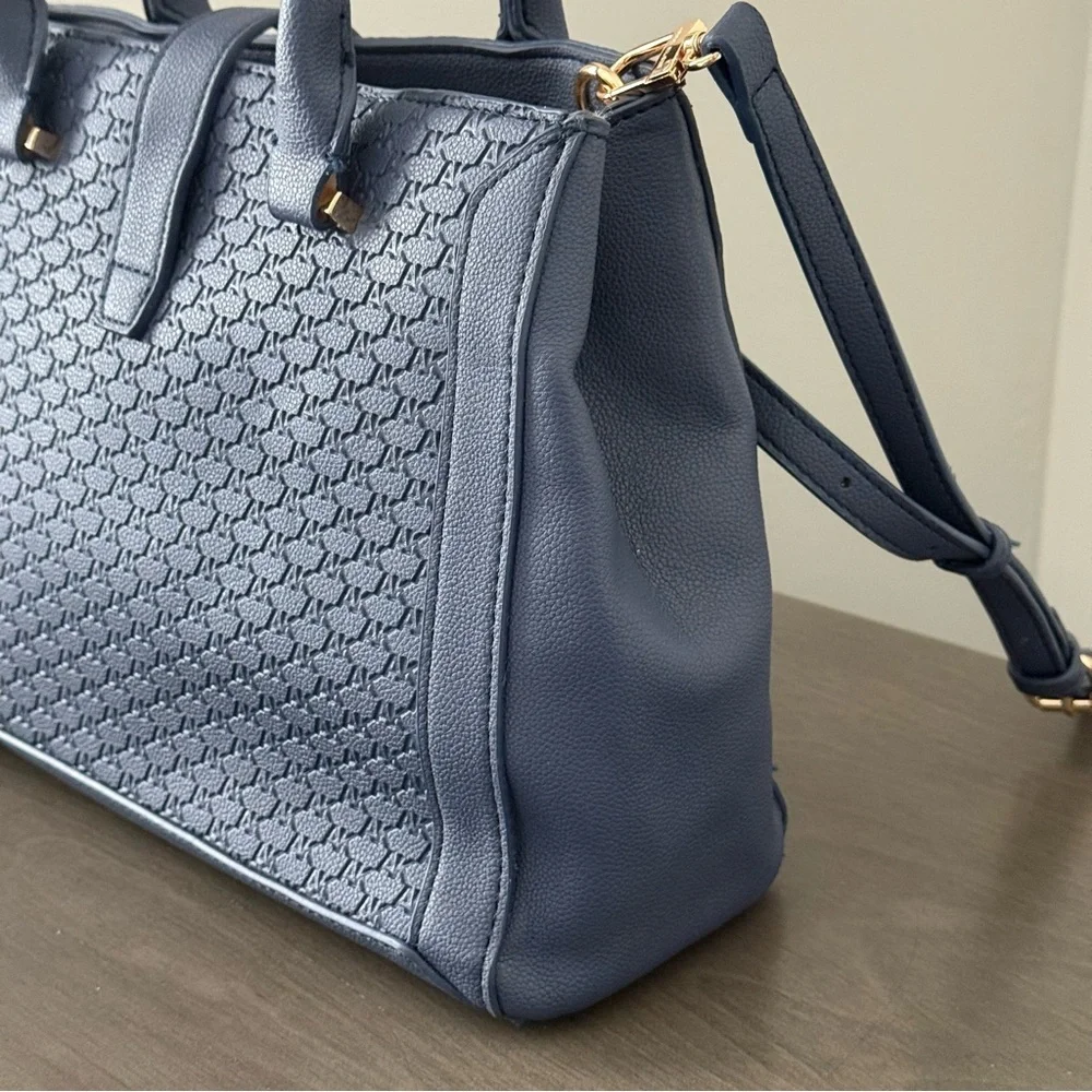 Anne Klein Midnight Blue Embossed Logo Handbag